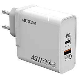 Мережевий зарядний пристрій з швидкою зарядкою MOXOM MX-HC29 QC 3.0 22.5W/PD 3.0 45W White