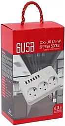 Мережевий фільтр (подовжувач) EasyLife CX-U613 3 розетки 10А + 6 USB 4.1A 2M з вимикачем Білий - мініатюра 3