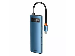USB Type-C концентратор (хаб) мультипортовий Baseus Metal Gleam Series 8-in-1 Type-C Blue (WKWG000103)