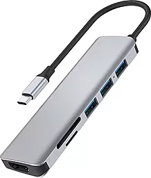 Мультипортовый USB Type-C хаб WIWU Alpha 731 HC 7-in-1 grey - миниатюра 2