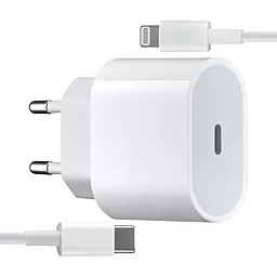 Мережевий зарядний пристрій з швидкою зарядкою Apple 25W USB-C Power Adapter + USB-C to Lightning cable HQ Copy white - мініатюра 3