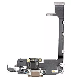 Нижний шлейф iPhone 11 Pro Max с разъемом зарядки и микрофоном Gold - миниатюра 2