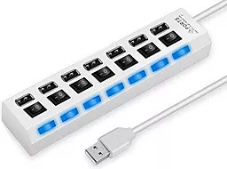 USB хаб EasyLife 7 USB 2.0 Port с выключателями белый - миниатюра 2