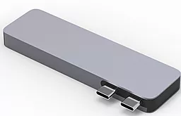 Мультипортовый USB Type-C хаб Qitech Aluminum Mini Dual USB-C + USB-A + HDMI Space Gray - миниатюра 2