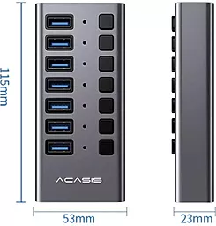 USB хаб Acasis H707 7-in-1 grey - миниатюра 2
