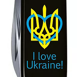 Мультитул Victorinox Climber Ukraine (1.3703.3_T1310u) Black Трезубец с сердцем + I love Ukraine - миниатюра 3