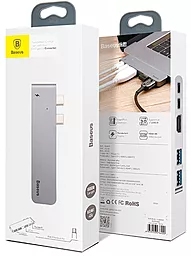 Мультипортовый USB Type-C хаб Baseus Thunderbolt C+ Dual USB-C -> USB3.0/HD4K/Type-C Female HUB Converter Deep (CAHUB-B0G) - миниатюра 4
