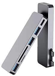 Мультипортовый USB Type-C хаб Qitech Aluminum Mini USB-C + Type-A + MicroSD + SD - миниатюра 3