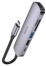 Мультипортовый USB Type-C хаб Hoco Hoco HB28 Type-C 6-in-1 Hub gray - миниатюра 4