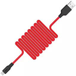 Кабель USB Hoco X21 Plus Silicone 2M micro USB Cable Black/Red - миниатюра 3