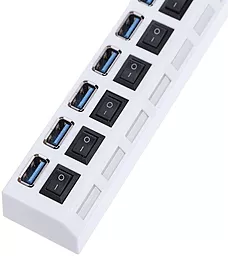 USB хаб EasyLife 7 USB 2.0 Port с выключателями белый - миниатюра 3