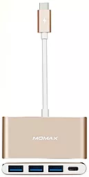 Мультипортовый USB Type-C хаб Momax 4 Ports USB-C /3xUSB3.0 Pink (DHC1L)
