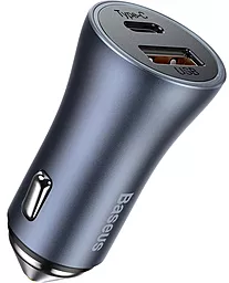 Автомобільний зарядний пристрій з швидкою зарядкою Baseus Golden Contactor Pro Dual USB-A/USB-C QC 40w 5A + USB Type-C cable dark gray (TZCCJD-0G) - мініатюра 3