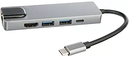 USB Type-C хаб (концентратор) BYL-2007 Metal 5in1 Grey - миниатюра 2