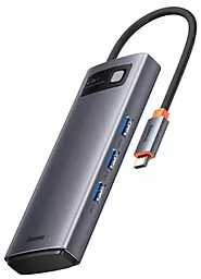 Мультипортовый USB Type-C хаб Baseus Metal Gleam Series 6-in-1 Hub gray (WKWG030213)