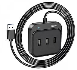 USB хаб Hoco HB31 4-in-1 Easy USB3.0 3XUSB2.0 0.2m Hub black - миниатюра 3