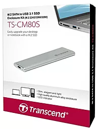 Портативний корпус для SSD SATA M.2 2280 USB 3.1 Gen 1 Metal Silver (TS-CM80S) - миниатюра 2