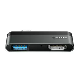 USB Type-C концентратор (хаб) мультипортовий Usams USB HDMI for Type-C 3.0 Mini Grey (SJ462HUB01)