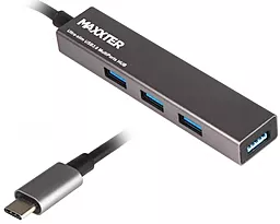 USB Type-C хаб Maxxter USB-C -> 4хUSB3.0 Dark Grey (HU3С-4P-02)