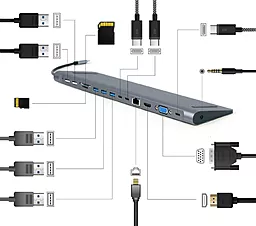 Мультипортовый USB Type-C хаб Cablexpert 9-in-1 hub gray (A-CM-COMBO9-01) - миниатюра 3