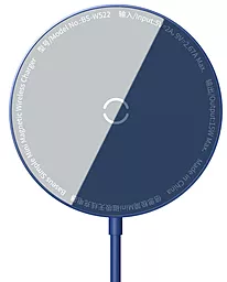 Беспроводное (индукционное) зарядное устройство быстрой QI зарядки Baseus Simple Mini Magnetic Wireless Charger 15W Blue (WXJK-H03)