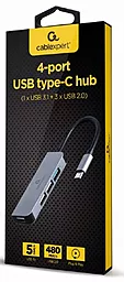 USB Type-C хаб Cablexpert 4-in-1 hub gray (UHB-CM-U3P1U2P3-01) - миниатюра 2