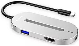 Мультипортовий Type-C хаб Baseus USB-C -> HDMI/USB 3.0/Type-C Silver (CABOOK-0S)