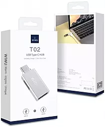 Мультипортовый USB Type-C хаб (концентратор) WIWU T02 Pro USB 2.0 + USB 3.0 + USB-C Silver - миниатюра 7