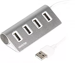 USB-A хаб Maxxter USB - 4хUSB 2.0 Silver (HU2A-4P-01)
