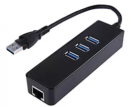 USB хаб EasyLife USB to 3xUSB 3.0 + Ethernet Black (KY-688) - миниатюра 2