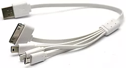 USB Кабель PowerPlant 12w 4-in-1 USB to Lightning/mini/micro USB/Apple 30pin cable white (KABUSBALL)