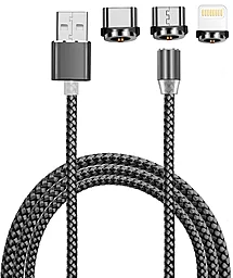 Кабель USB XoKo Magnetic 3-in-1 USB to Type-C/Lightning/micro USB Cable grey (SC-350MGNT-GR)