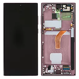 Дисплей Samsung Galaxy S22 Ultra S908 з тачскріном і рамкою, original PRC, Burgundy