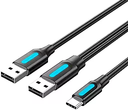 USB Кабель Vention 15w 3a  USB - USB Type-C cable black (CQKBF)