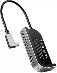 Мультипортовий Type-C хаб Baseus Bend Angle No.7 Multifunctional USB 3.0, SD, microSD, AUX, HDMI 4K, USB-C Grey (CAHUB-WJ0G)