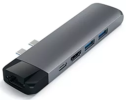 Мультипортовый USB Type-C хаб Satechi USB-C -> HDMI/USB 3.02/USB Type-C/ Ethernet/Card Reader Space Gray (ST-TCPHEM)