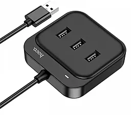 USB хаб Hoco HB31 4-in-1 Easy USB3.0 3XUSB2.0 0.2m Hub black - миниатюра 2