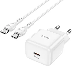 Сетевое зарядное устройство Hoco N32 Glory 30W PD USB-C + USB-C-C Cable White - миниатюра 2