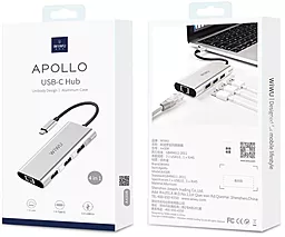 USB Type-C хаб WIWU Adapter Apollo USB-C -> RJ45 + 3xUSB3.0 HUB Silver (A430R) - миниатюра 2
