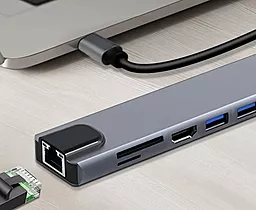 USB Type-C хаб EasyLife 8-in-1 Grey - миниатюра 3