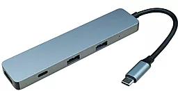 Мультипортовый USB Type-C хаб Qitech USB-C + Type-A + HDMI 4K + MicroSD + SD Space Gray - миниатюра 2