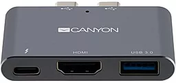 Мультипортовый USB Type-C хаб Canyon 3-in-1 black (CNS-TDS01DG) - миниатюра 2
