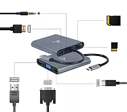 USB Type-C хаб Cablexpert 6-in-1 hub gray (A-CM-COMBO6-01) - миниатюра 3