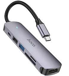 Мультипортовый USB Type-C хаб Hoco Hoco HB28 Type-C 6-in-1 Hub gray - миниатюра 2