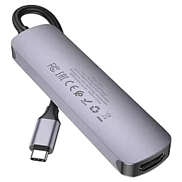 Мультипортовый USB Type-C хаб Hoco Hoco HB28 Type-C 6-in-1 Hub gray - миниатюра 3