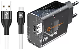 Мережевий зарядний пристрій Powermax Transparent Silicat 18W + micro USB cable Black - мініатюра 2