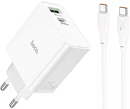 Уценённое сетевое зарядное устройство Hoco C113A 65W GaN PD Awesome charger set USB-A-C + USB-C-С Cable White