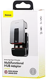 USB Type-C хаб Baseus Armor Age Multifunctional Adapter USB-C -> 2xUSB 3.0, 3xUSB Type-C, 1xRJ45, 1xUSB 2.0, 1xHDMI, 1xAUX3.5 Silver (CAHUB-AJ0G) - мініатюра 5