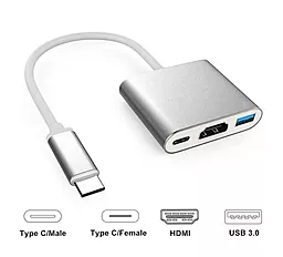Мультипортовый USB Type-C хаб NICHOSI USB-C -> HDMI + USB 3.0 + Type-C 0.15m - миниатюра 2