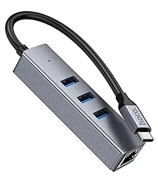 Мультипортовый USB Type-C хаб Hoco HB34 Easy 4-in-1 Hub gray - миниатюра 4